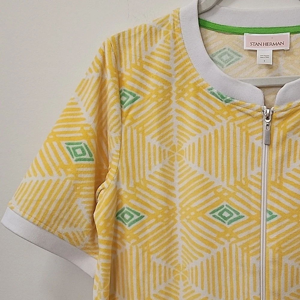 Stan Herman  Coastal Mosaic Ripples Zip Lounge/ Robe Dress Sunshine Size Small - Picture 7 of 16